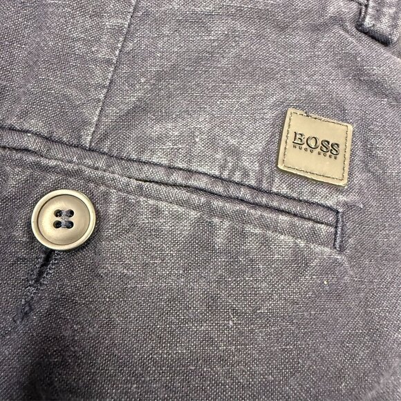 Vintage Hugo Boss MIKE Cotton & Linen Canvas Pants Navy Blue 36x32 - Picture 8 of 8